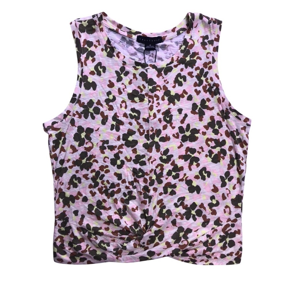 Sanctuary Tank Top Women Medium Pink Floral Twist Front Sleeveless Summer